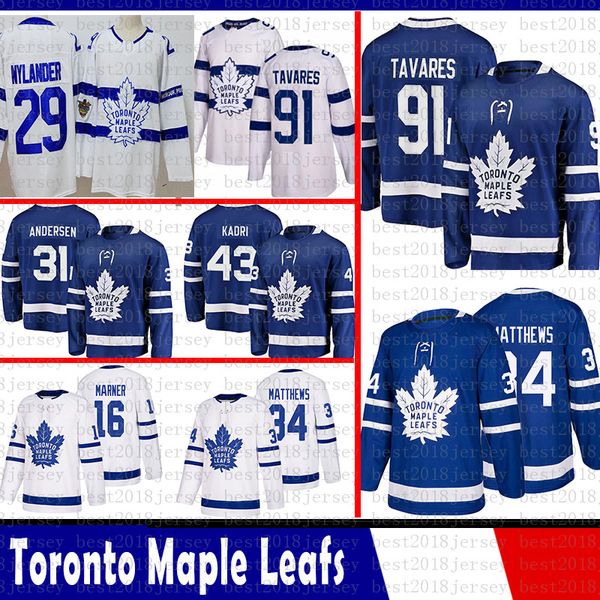 

toronto maple leafs 91 john tavares hockey jerseys 16 mitch marner 34 auston matthews 43 nazem kadri 31 frederik andersen william nylander, Black;red