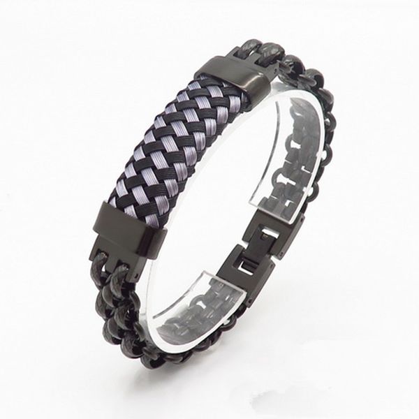 

fashion twisted weave stainless steel bangle bracelet gold silver punk street style men hand bangles, Black