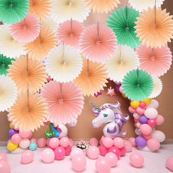 

5шт 10-30см папиросная бумага вырез бумажные вентиляторы pinwheels висит ремесла для душа ребенка свадьба день рождения фестиваль декор