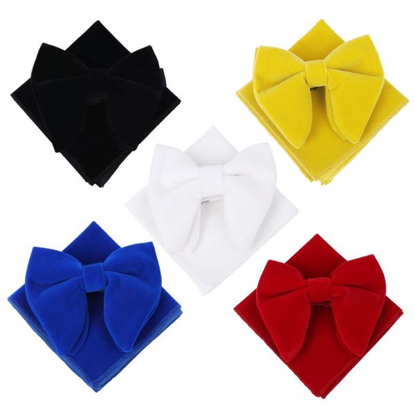

wedding party classic red men's velvet adjustable bowtie sets with handkerchief neckwear man elegant tuxedo bowties for shirt, Blue;purple