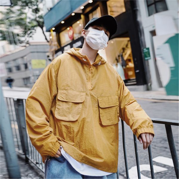 

2019 spring and summer the new listing chinese style men's fashion quality comfortable loose solid color zipper jacket, Black;brown