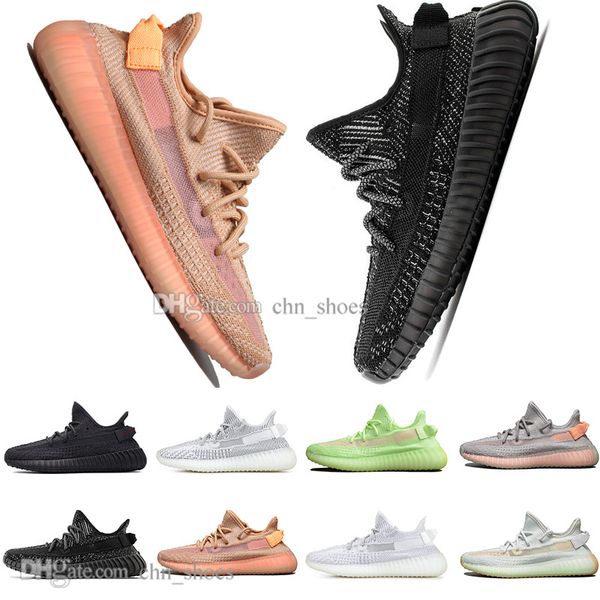 

with box clay v2 white black static reflective gid glow in the dark mens running shoes hyperspace true form womens sport designer sneakers