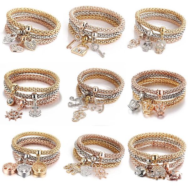 

fengli three color bangles set elephant bird zircon elastic force popcorn chain butterfly bracelet statement dice fashion gift, Black