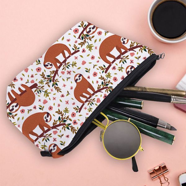 

women printing sloth cosmetic bag lovely cosmetic organizer beauty makeup bag cartoon women toiletry travel organizer bags