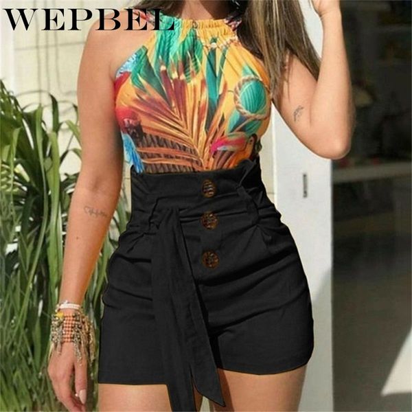 

wepbel summer women casual high waist short pants fashion lace up tie pants plus size(s-5xl, White;black