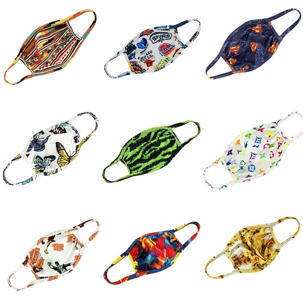

wholesale new designer printed kids face mask fashion face masks child 3-ply protective dustproof anti dust muoth mask #381, Black