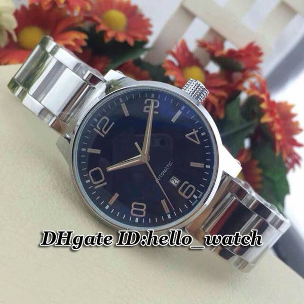 

new 105962 black dial automatic mechanical mens watch stainless steel bracelet 09673 date gents sport watches hello_watch 4 color, Slivery;brown