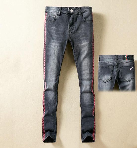 

simple original ins black quality nightclub flirting fashion male college brand quality jeans trousers men's jeans, Blue