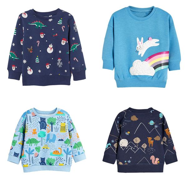 

baby kids hoodies 12 design cartoon dot printed christmas long sleeve kids clothes boy girl pure cotton clothing 2-8t 07, Blue
