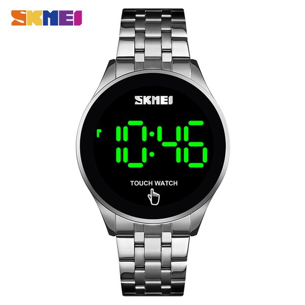 

skmei brand men's watch clock led touch screen man digital watches 30m waterproof male wristwatch relojes para hombre 1579, Slivery;brown
