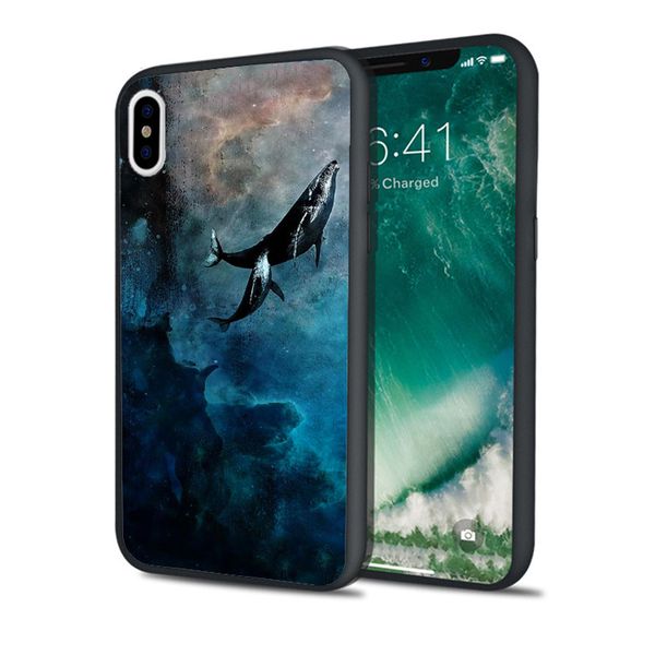 

capa luxury fantastic flying whales phone case for iphone 11 pro xs max xr 8 7 6s plus 5s se 5 case black soft silicone tpu cover.