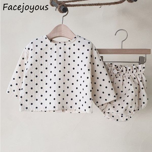

baby newborn sets for girls long sleeve polka dot +pp shorts 2 pcs infant cotton linen clothing set baby girl clothes outfit, White