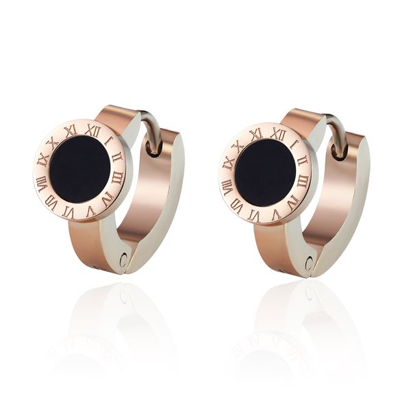 

elegant and charming white shell and black enamel roman numerals hoop earrings for women and girls jewelry, Golden