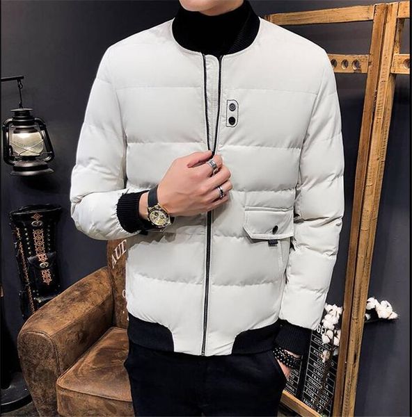 

winter new style men's casual baseball collar cotton-padded jacket youth popular slim coat men's thickened cotton-padded jacket, Black