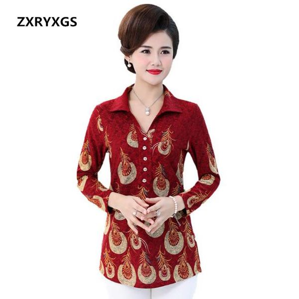 

mother wear с длинным рукавом печати футболка 2019 весной новая повседневная футболка женщины среднего стиля топы большой размер футболка, White