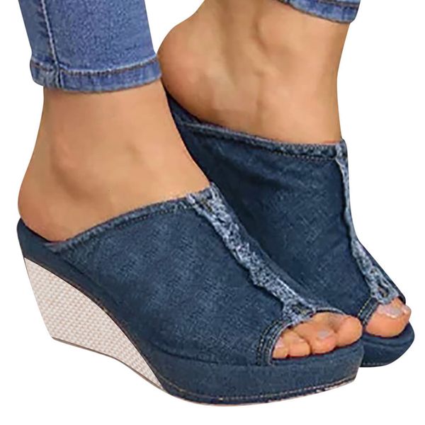 Summer Ladies Shoes With Heels Stylish Womens Blue Cowboy