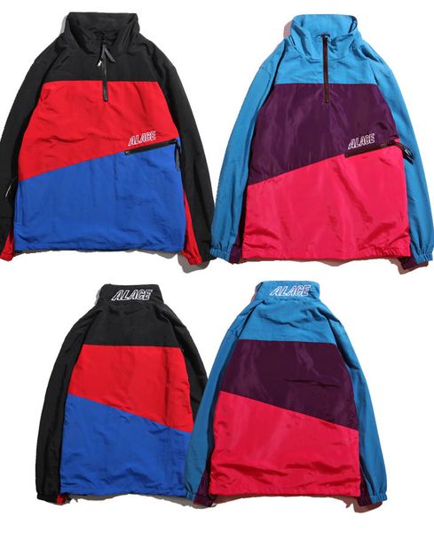 

2020/palaces new brand europe america fashion luxury designer men half-zip zipper color-blocking jacket loose classic jackets, Black;brown