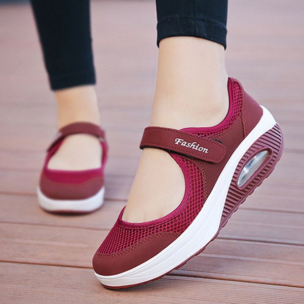 

tangnest summer platform shoes woman slip on mesh breathable rocking shoes women flats sneakers flat size 35-42 xwc1520, Black