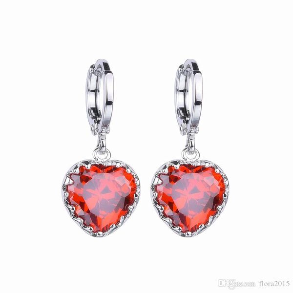 

new heart design cubic zirconia drop earrings for women wedding party jewelry accessories gift for valentine, Silver