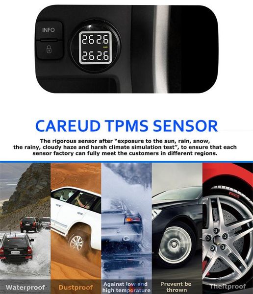 

wireless tire pressure monitoring system tpms with 4 external sensors high degree accuracy display for 4 tires all at once 67