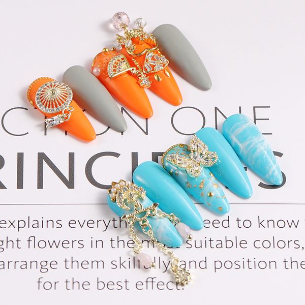 

net red nail stars long chain explosion little red book extended nail jewelry zircon shan zuan wild diamond, Silver;gold