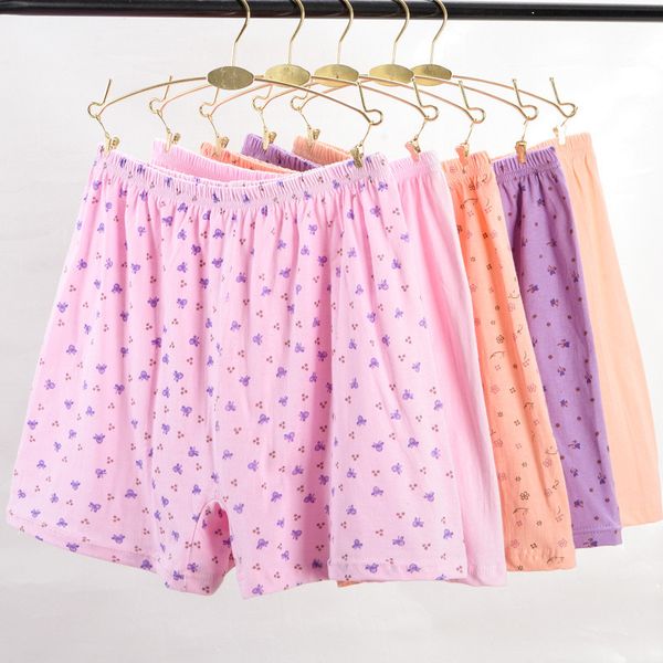 

5pcs/lot middle-aged plus size underwear women panties cotton underpants ladies high waist boxer woman loose female boxers, Black;pink