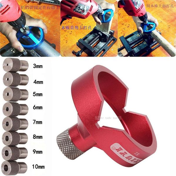 

90 degree drill guide 3/4/5/6/7/8/9/10mm drill bit hole puncher locator jig hinged hole opener woodworking tools 2020