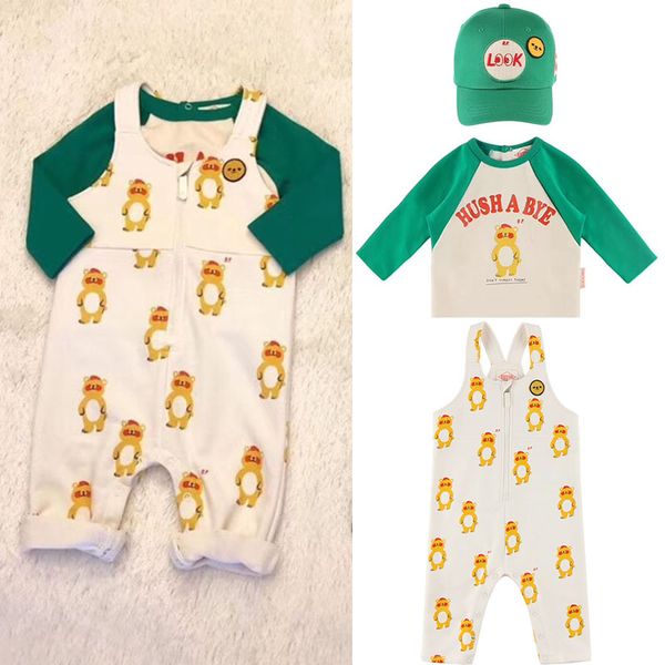 

korean baby boys lovely overalls bebe de pi* little girl fall strap jumpsuit 2019 toddler bear overalls brand, Blue