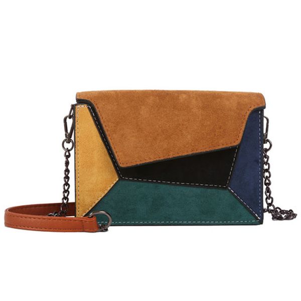 

korean version of the wild messenger fashion frosted chain shoulders contrast color square package
