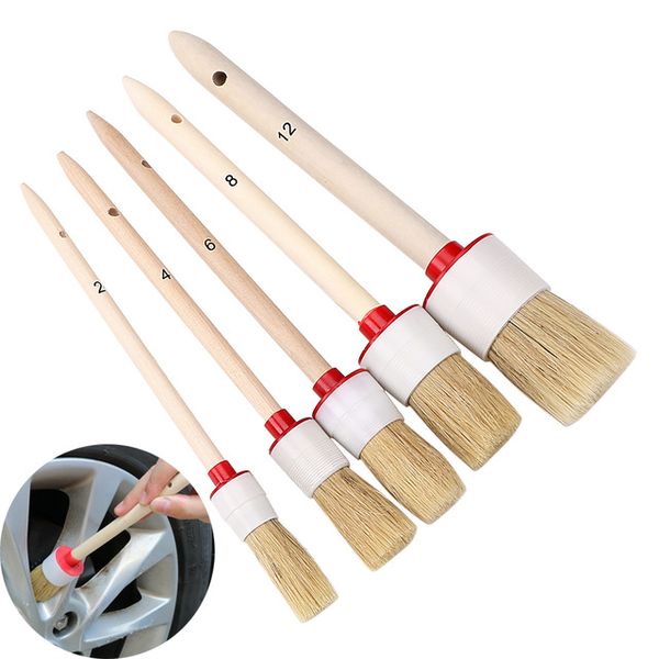 

auto cleaning brush care tools soft bristle wood handle for interior dashboard rims wheel air-conditioning engine wash detailing