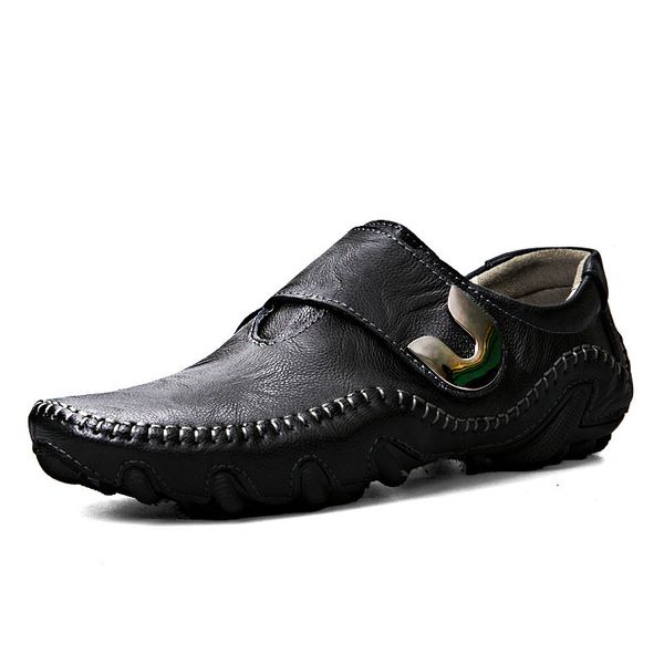 

2019 genuine leather men casual shoes luxury mens loafers breathable italian driving shoes slip on comfy moccasins, Black