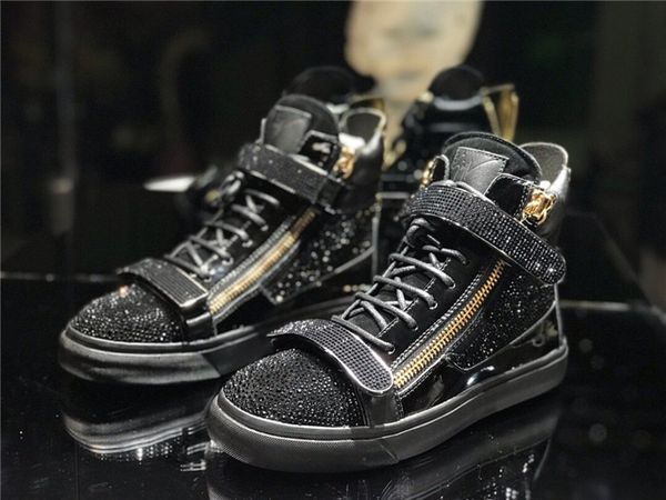 

luxury platform design new men's shoes thick plush high-rhinestone women's shoes casual men's shoes size 35-46, Black