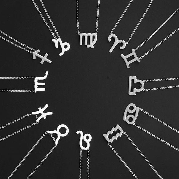 

silver 12 zodiac sign gold card fashion jewelry 12 constellation pendant necklace for women birthday gifts