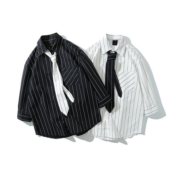 

2019 autumn winter new long-sleeved shirt men fashion street brand men's shirt lapel digital printing 3d printing mens, White;black