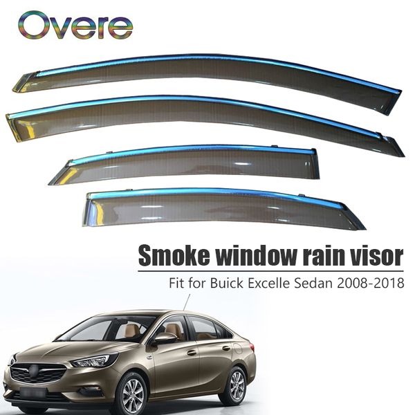 

overe 4pcs/1set smoke window rain visor for buick excelle sedan 2008-2018 styling abs vent sun deflectors guard accessories