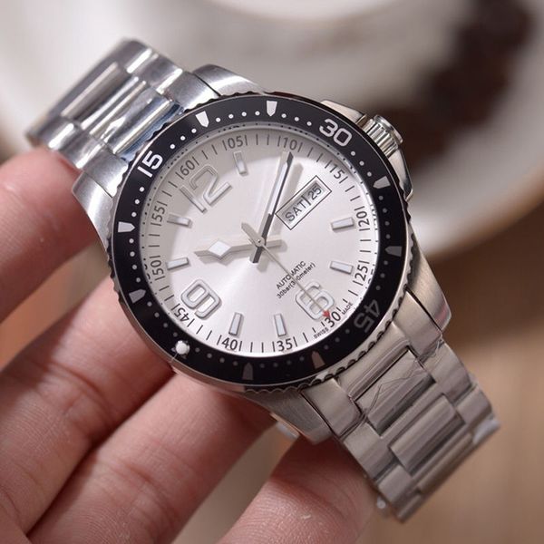 

luxury mens watch simple three-piece new product week date automatic mechanical movement mineral strengthened glass stylish steel strap x121, Slivery;brown