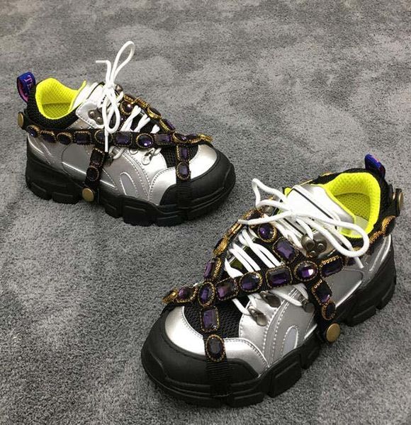 

flashtrek designer sneaker with removable crystals mens luxury designer shoes casual fashion luxury designer women shoes sneakers t05, Black