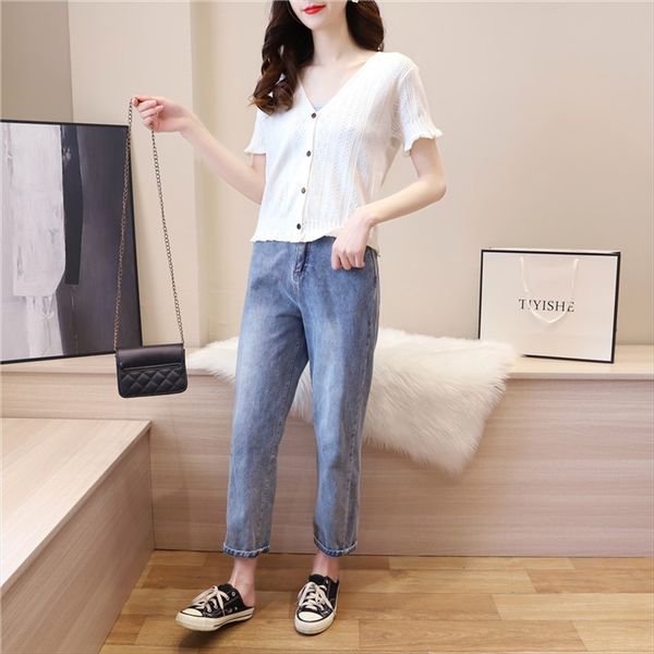 

women's 2020 hollowed-out short t-shirt scheming clavicle t-shirt bubble sleeve ins design sense niche, White