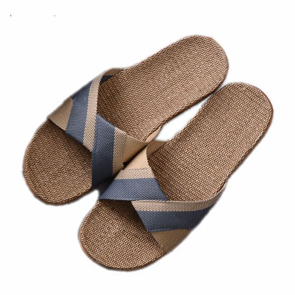 

new men's summer slippers flats breathable linen casual sandals home bathroom non-slip flip flops indoor shoes pantufa, Black