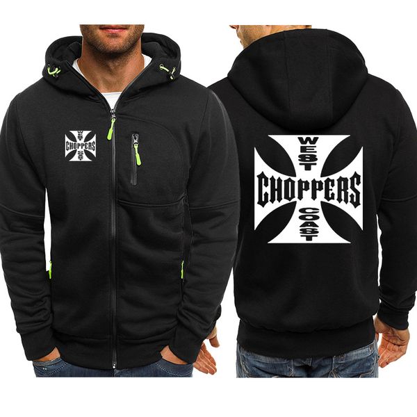 

spring autumn sweatshirt west coast choppers hoodies men streetwear fleece zipper hooded jacket hip hop harajuku tracksuit sh190921, Black