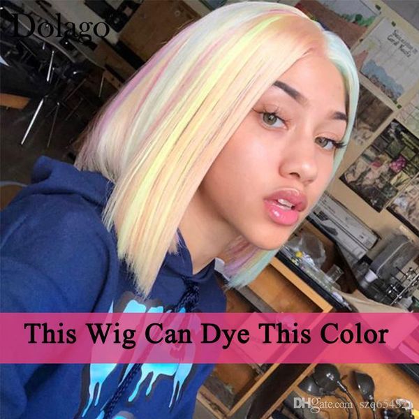 613 Lace Front Human Hair Wigs Honey Blonde Bob Straight 360 Lace