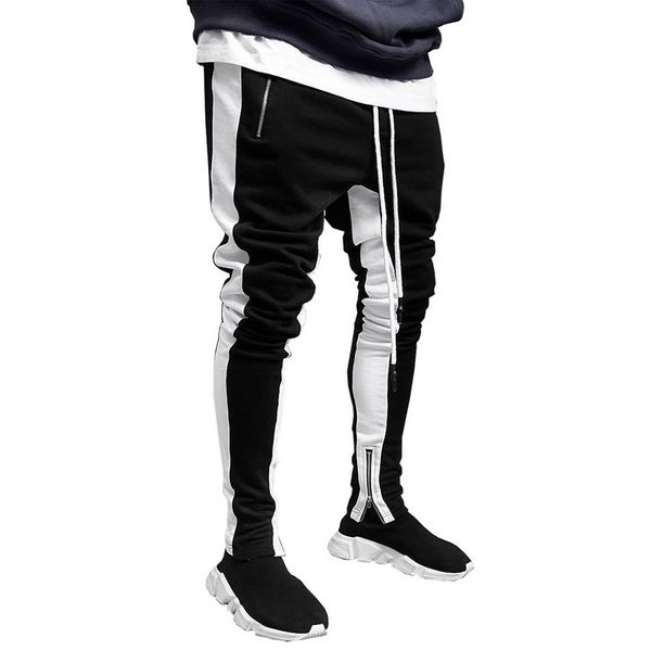 

cysincos cotton new mens jogger autumn pencil harem pants 2020 men bodybuilding gym loose comfortable cargo trousers camo jogger, Black
