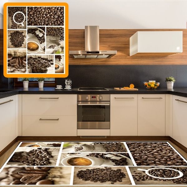 

else patchwork coffee cup beans patchwork 3d pattern print non slip microfiber kitchen modern decorative washable area rug mat