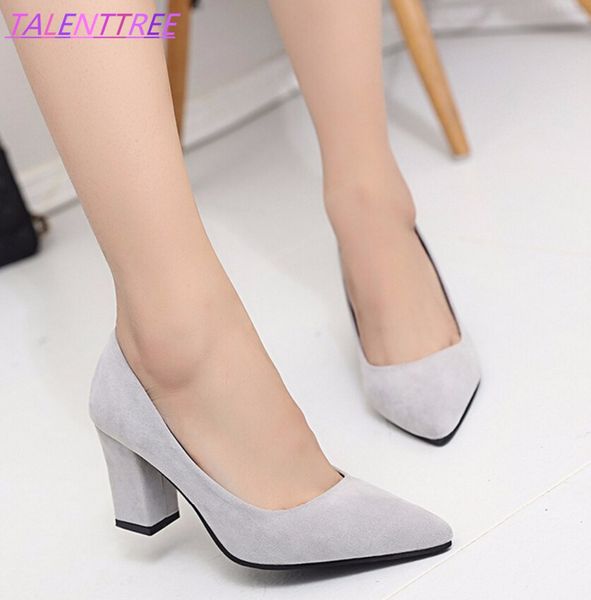 

spring 2018 new women high heels elegant lady plaza heel leather shoes office pump woman pointed single shoes, Black;white
