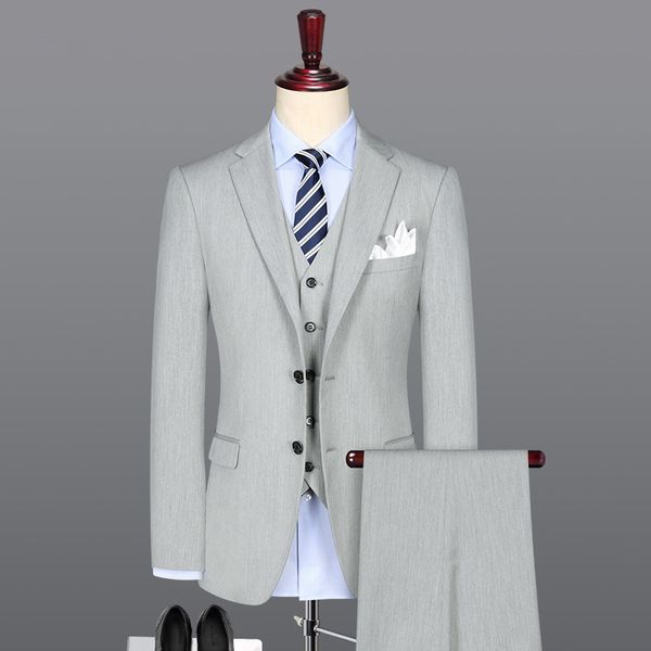 

single breasted light grey mens suits with pant vest wedding suits for men wedding groom wear slim fit casual blazer plus, White;black