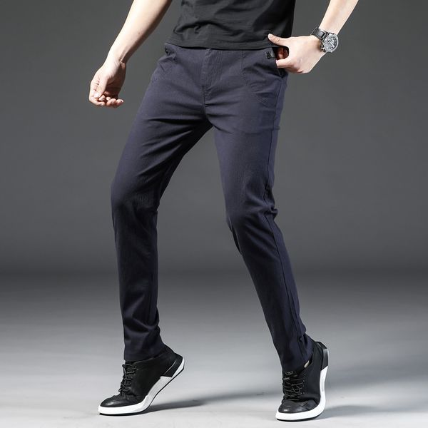 

qnqpyx новые летние мужские повседневные брюки мужчины брюки мужской бренд pant тонкий фитнес работа упругие талии light тонкие классные брю, Black