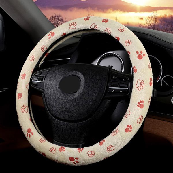 

38cm/15 beige soft printed car suv steering wheel cover protection non-slip