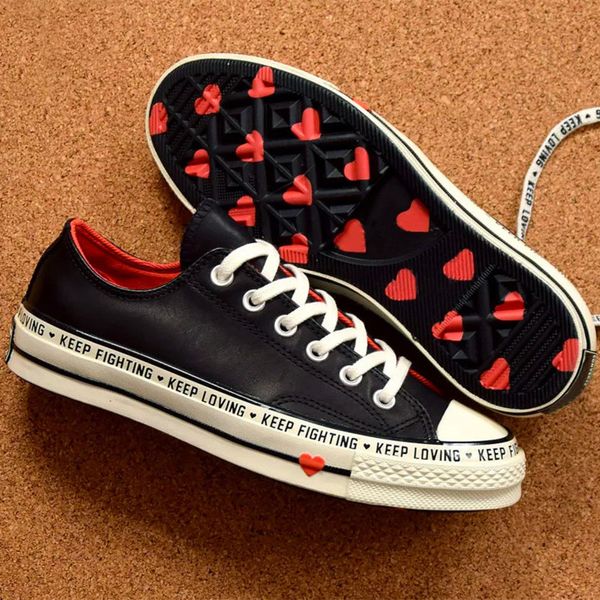 

2020 chuck 70 low valentines day men women keep loving keep fighting valentine day canvas casual shoes size 35-44, Black