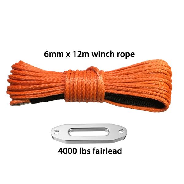 

6mm*12m synthetic winch rope with 4000lbs fairlead ,4x4 offroad uhmwpe rope line