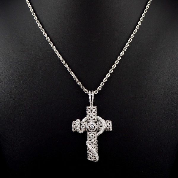 

high end pick stone with jesus cross hip hop rock necklace, accessories, Silver